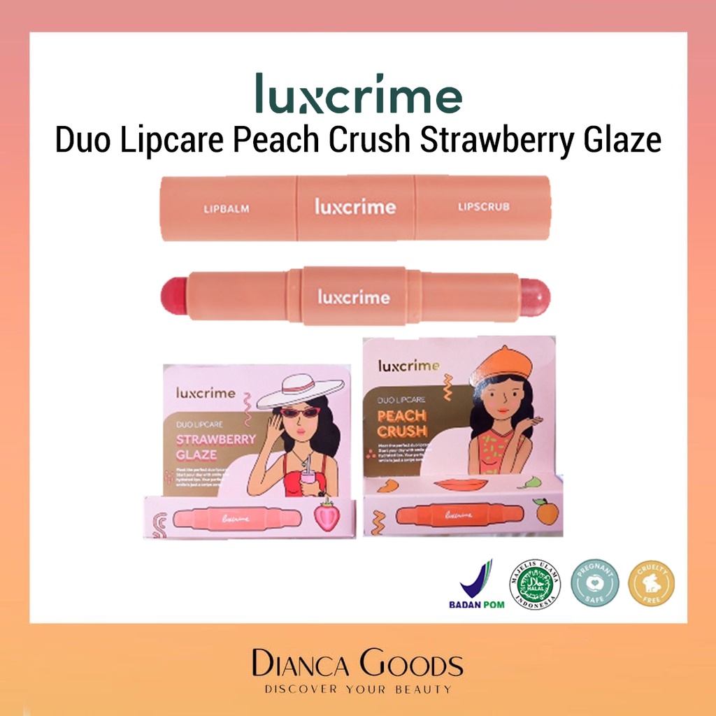 Jual LUXCRIME DUO LIPCARE PEACH CRUSH STRAWBERRY GLAZE Shopee Indonesia