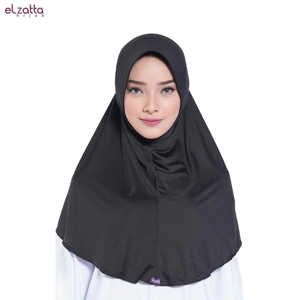 Promo Elzatta Hijab / Hijab / Hijab Instan / Bergo / Elzatta Basic / E002 HITAM Murah