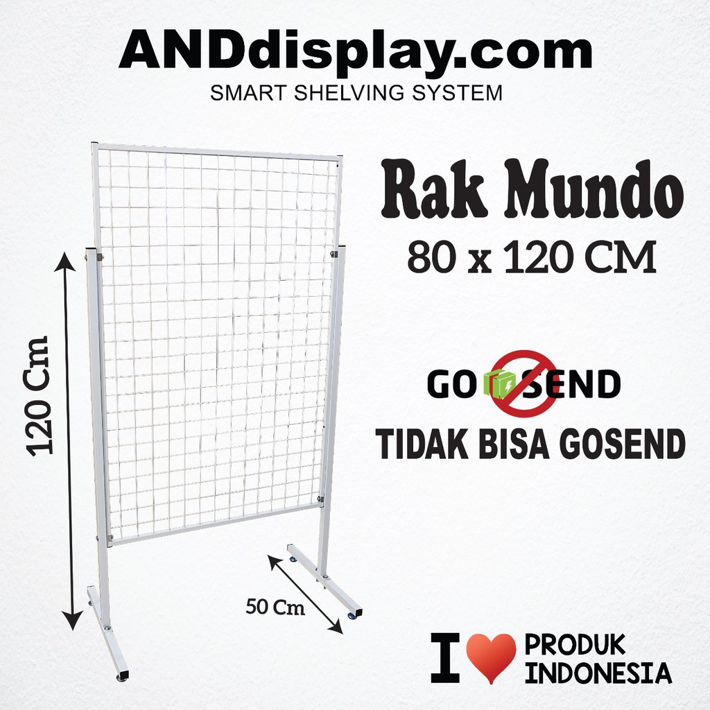 RAK MUNDO 80 X 120 CM DISPLAY KAKI RAM JARING DINDING CANTOLAN SINGLE