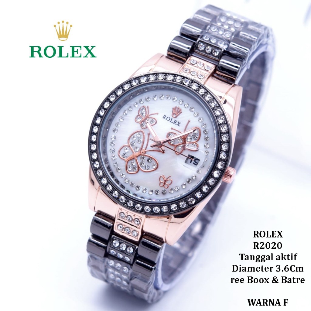 Jam Tangan Wanita/Cewek ROLEX R2020 Tanggal aktif tali rantai