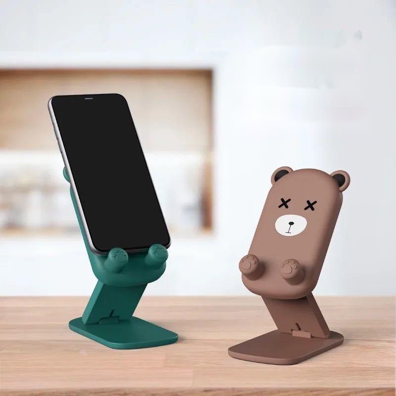 Cartoon Bear Desktop Mobile Phone Stand Lazy Mobile Phone Stand Portable Storage Folding Cute Cartoon Sji7