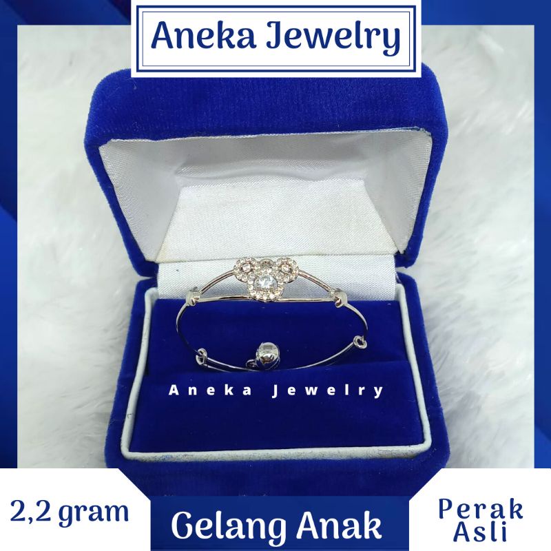 Gelang Anak Slot Mata2, Perak 925, Lapis Emas Putih