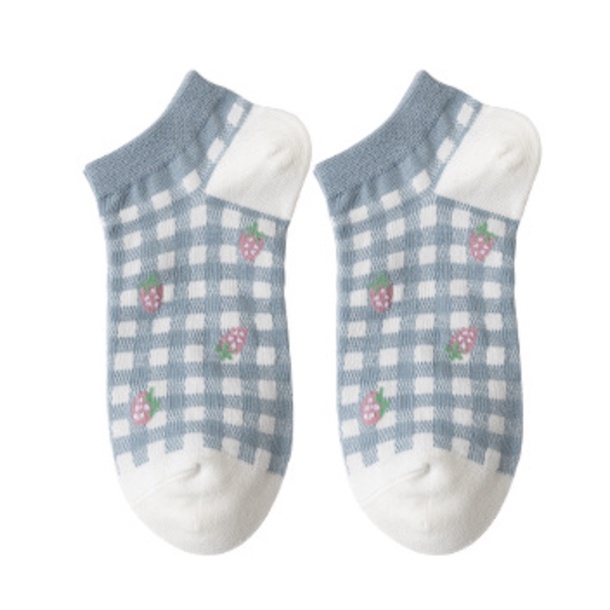 MURMURE.ID | KAOS KAKI WANITA MOTIF KARAKTER CUTE KAOS KAKI PENDEK MOTIF SEMATA KAKI IMPORT MURAH-BERRYFLO - GINGHAM
