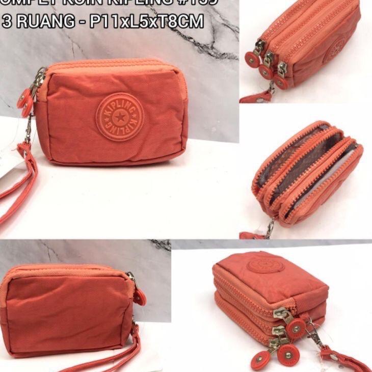 LANGSUNG KIRIM.. Dompet koin kipling kecil 3 sleting import