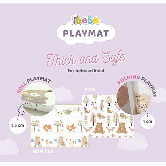 Playmat Roll Ibebe / Karpet Anak Ibebe / Alas Bermain Anak / Karpet Anak Motif 2 Sisi / Playmat Roll