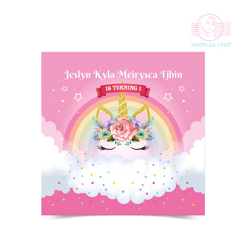 UNICORN BANNER BACKDROP ULANG TAHUN