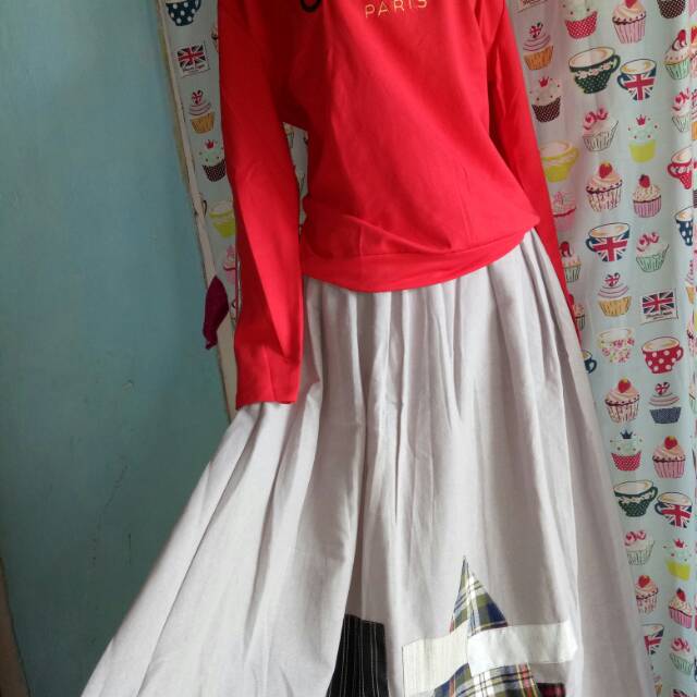 Set chanel setelan kaos import rok linen tebal