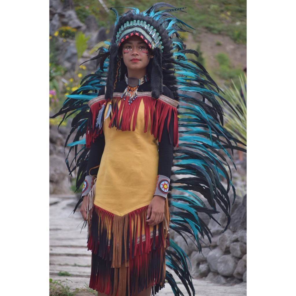 TOPI INDIAN - INDIAN HEADDRESS LONG AYAM BILABONG HIJAU TOSCA