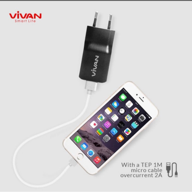 Charger Vivan DD01 Double USB 2,4A.Max with Micro cable