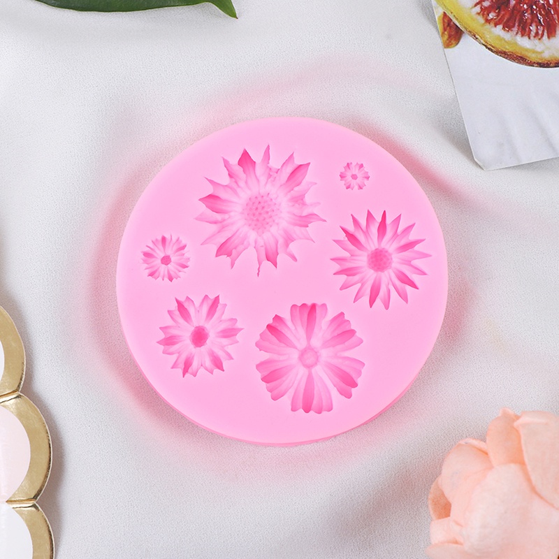 {LUCKID}3D Sunflower Flower Petals Embossed Silicone Mold Relief Fondant Cake Decor Tool