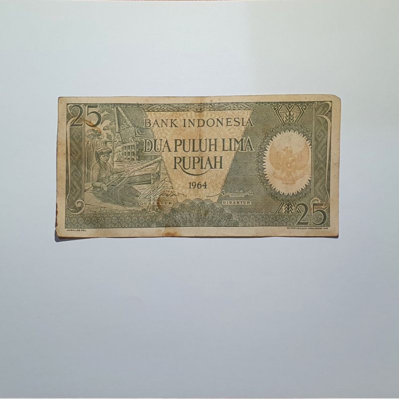 Uang Kertas 25 Rupiah tahun 1964