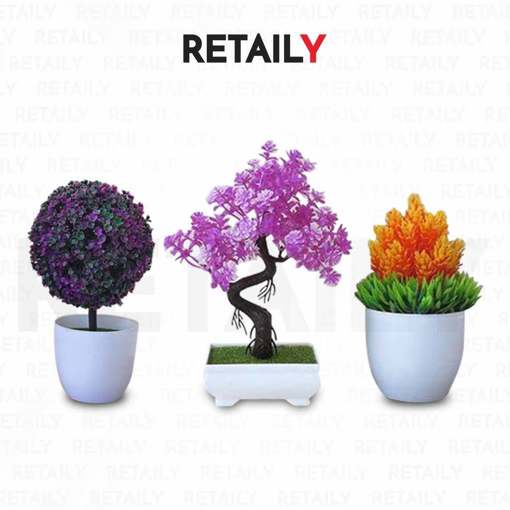 Retaily PT01 PT02 PT03 PT04 Tanaman Bunga Bonsai Plastik Dekorasi Rumah Pot Tanaman Bunga Hias Bongsai Artificial Flower Decoration