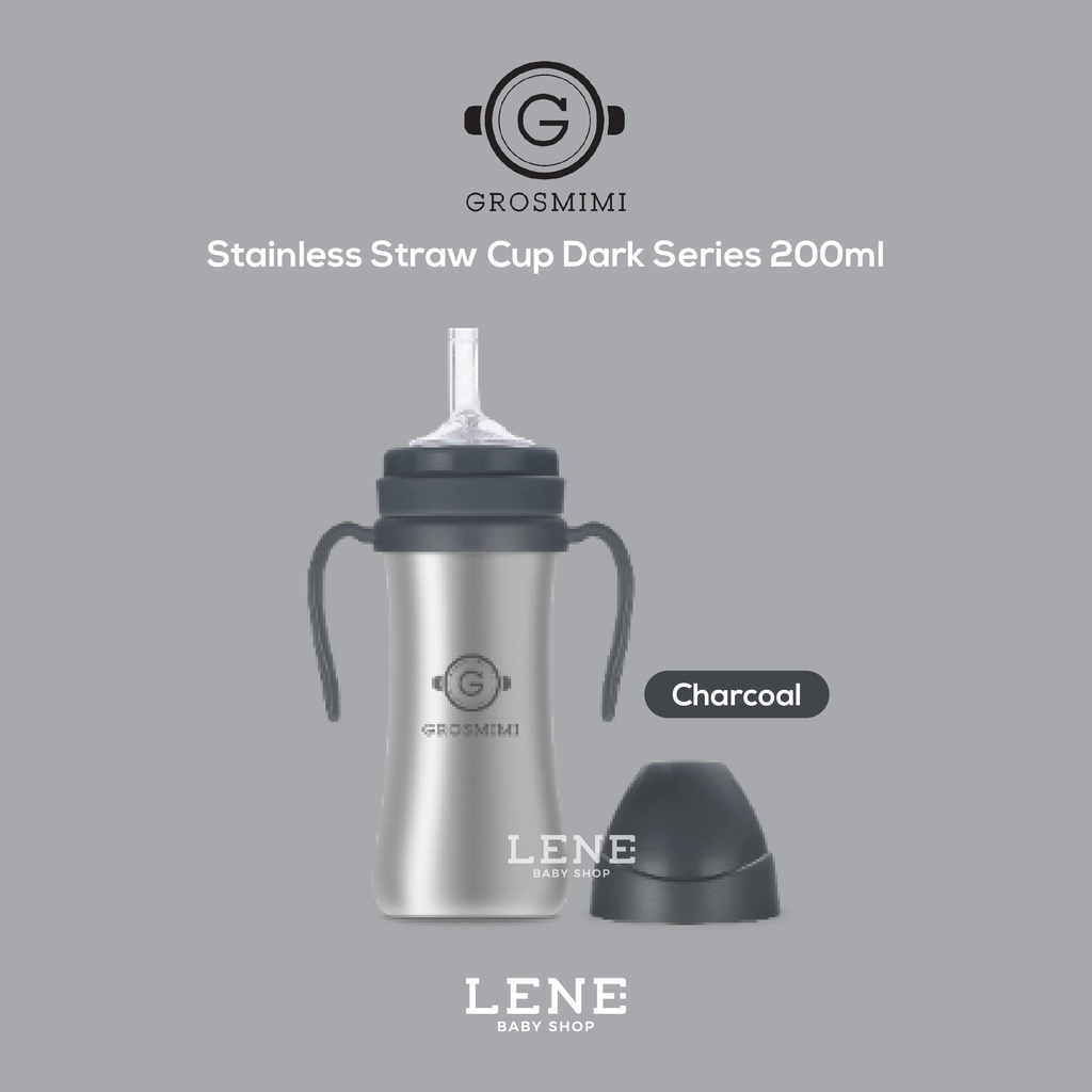 Grosmimi Stainless Straw Cup 200ml Dark Series NEW