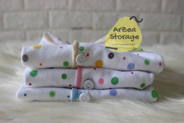 6 pcs baju bayi tangan pendek motip polkadot