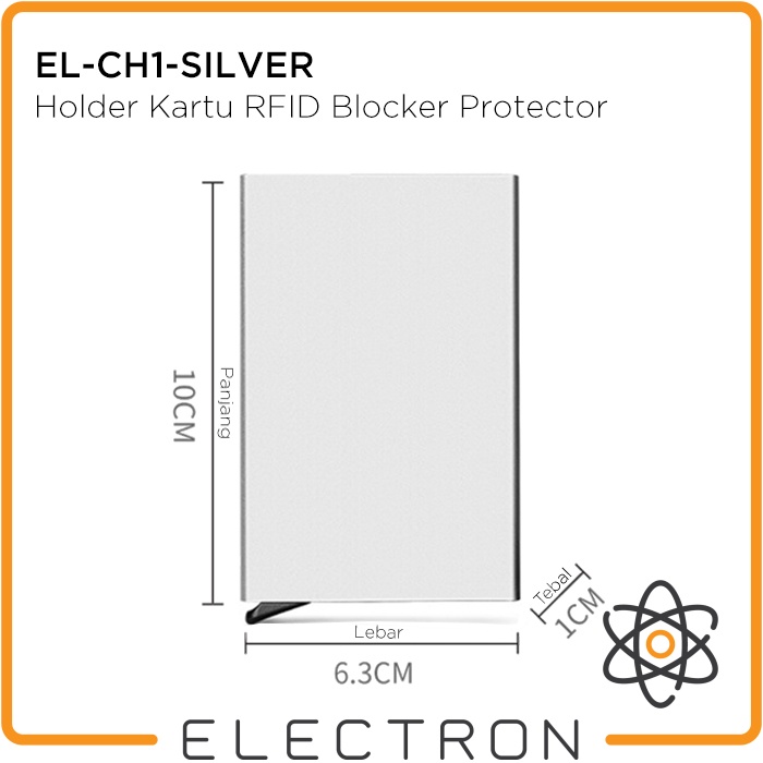 EL-CH1-SILVER Card Holder Kartu RFID Blocker Protector Aluminium