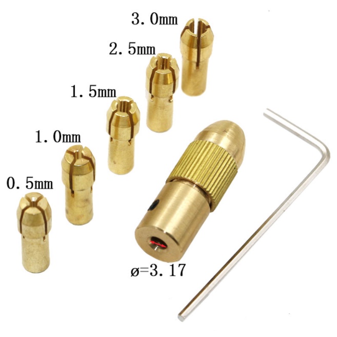 Chuck Bor Mini Adapter 2mm, 2.3mm, 3.17mm, 4mm, 5mm Adaptor Chuck Collet Brass Kepala Dinamo