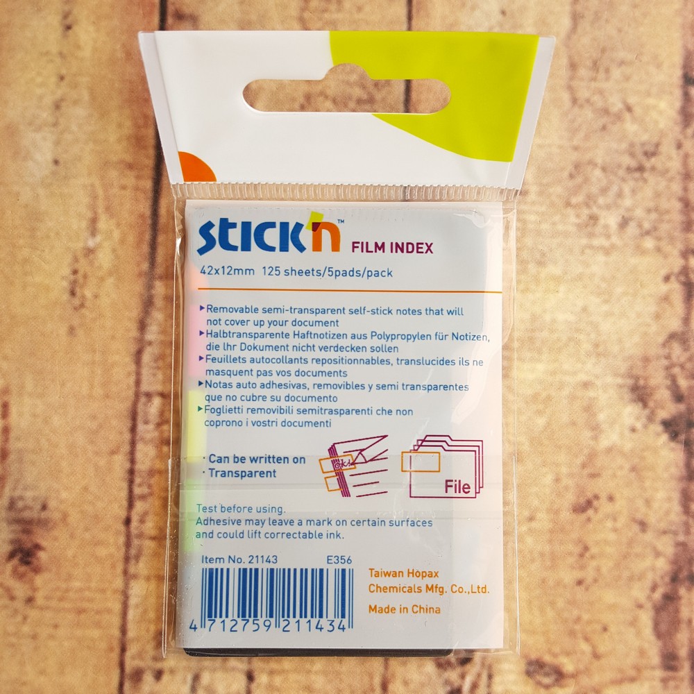 Sticky Notes 42x12mm - Book Marker - Hopax Stick'n film index No. 21143