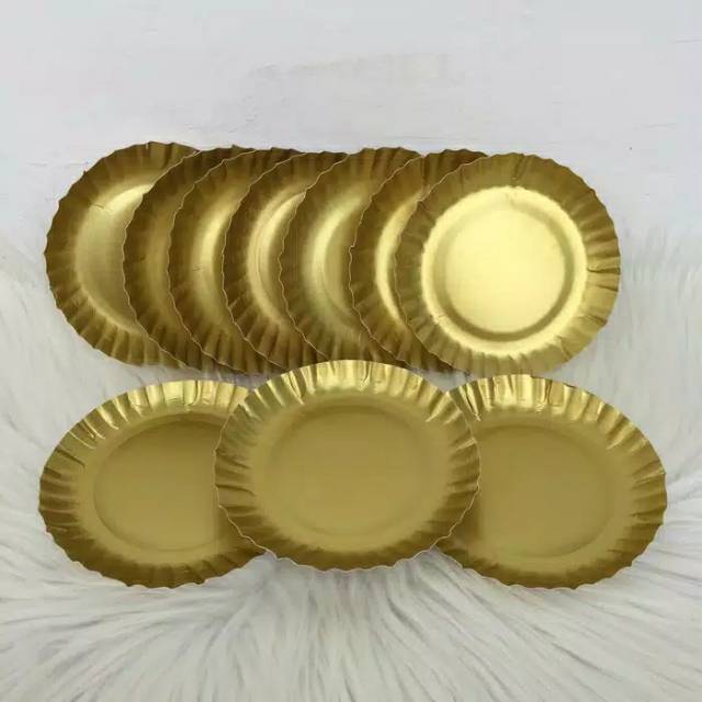 { 10 pcs } Piring Kertas Gold Silver / Piring Kue / Piring Tart /