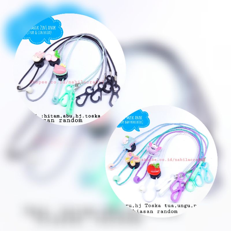 (1pcs) Kalung Strap masker anak  2in1 | gantungan tali masker hias