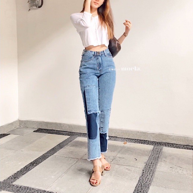 [MOELA] YEONA PATCHY JEANS