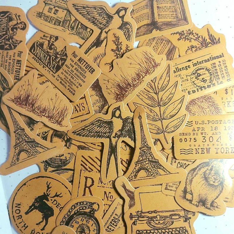 

[20 pcs] Sticker Aesthetic BROWN VINTAGE RANDOM Lucu Murah