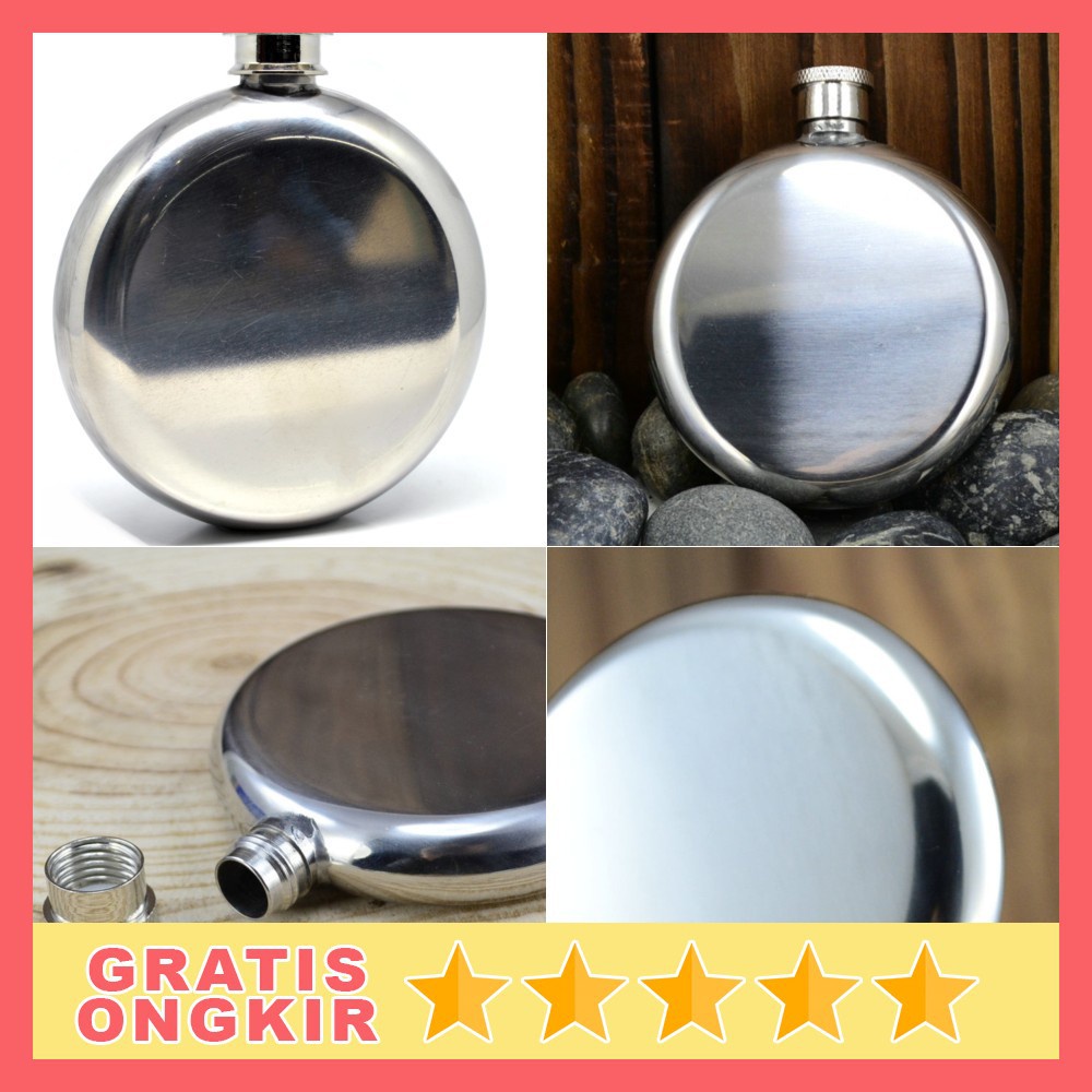 Botol Minum Bir Hip Flask Win Wine Whiskey Bottle 5 Oz Stainless Steel - Tempat Minuman Anggur Wiski