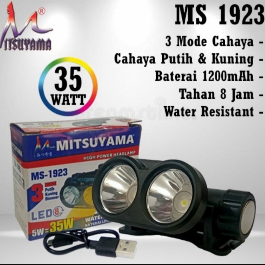 COD SENTER KEPALA LED MITSUYAMA MS 1923 CAHAYA KUNING DAN PUTIH