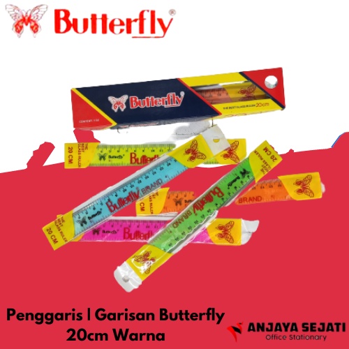 

Penggaris Butterfly Warna | Ruler 20cm | Perlusin (12pcs)