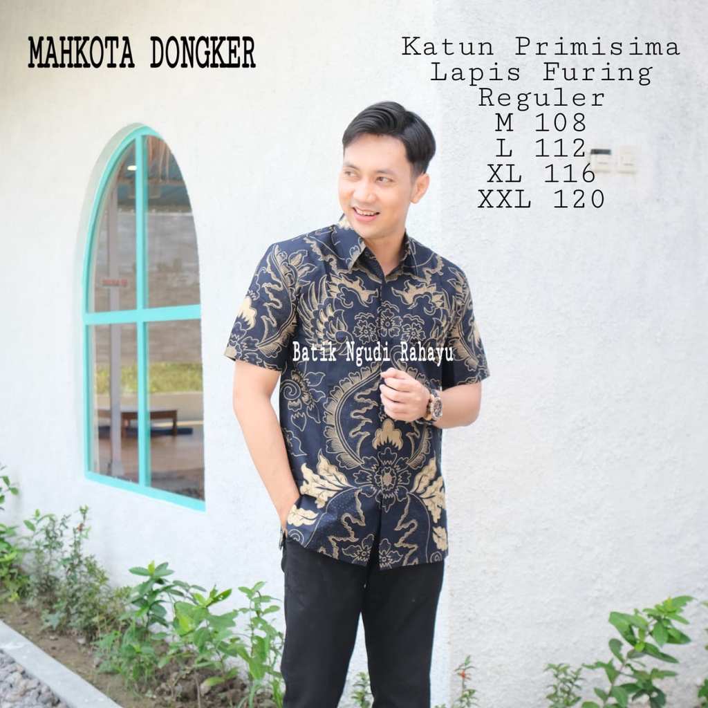 BATIK PRIA TERBARU S M L XL XXL BAJU kemeja batik pria lengan PENDEK PREMIUM BIRU DONGKER &quot;NGUDI&quot;