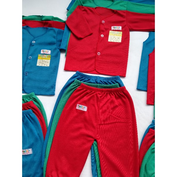 Paket Baju Celana Bayi Baru Lahir(18 pcs/9 Stel)Paket Newborn Polos Warna Rainbow Hijau Merah Biru