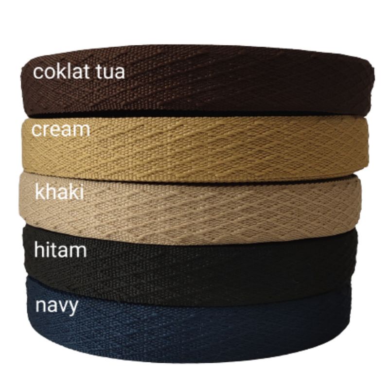 Webbing 3.8 cm Polyester Rajut Timbul ketebalan 1.8mm