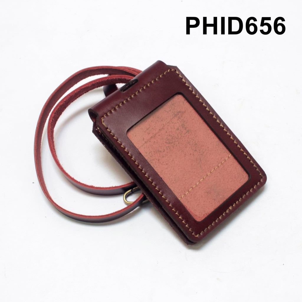 

id card holder model lipat - name tag magnet tali warna marun PHID656
