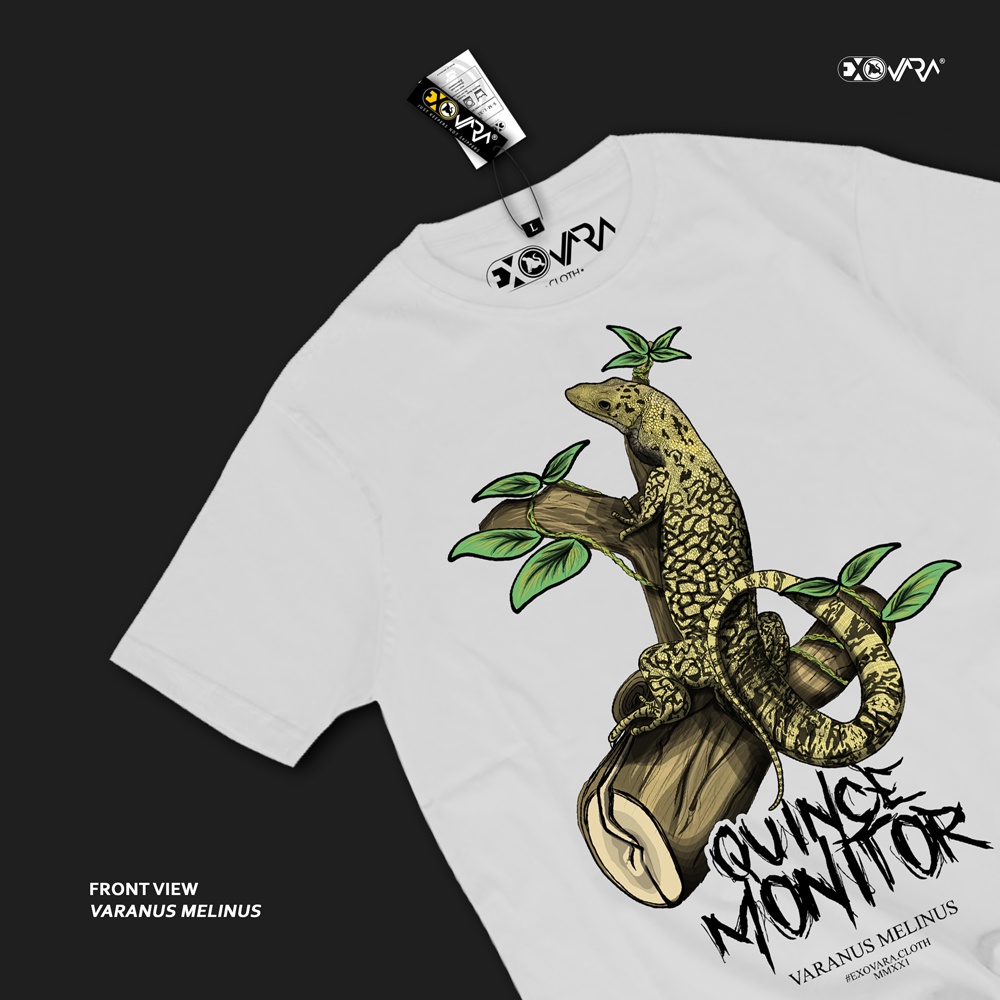 T-SHIRT/KAOS REPTILE/BAJU REPTILE EXOVARA CLOTH TYPE VARANUS MELINUS/QUINCE MONITOR WHITE