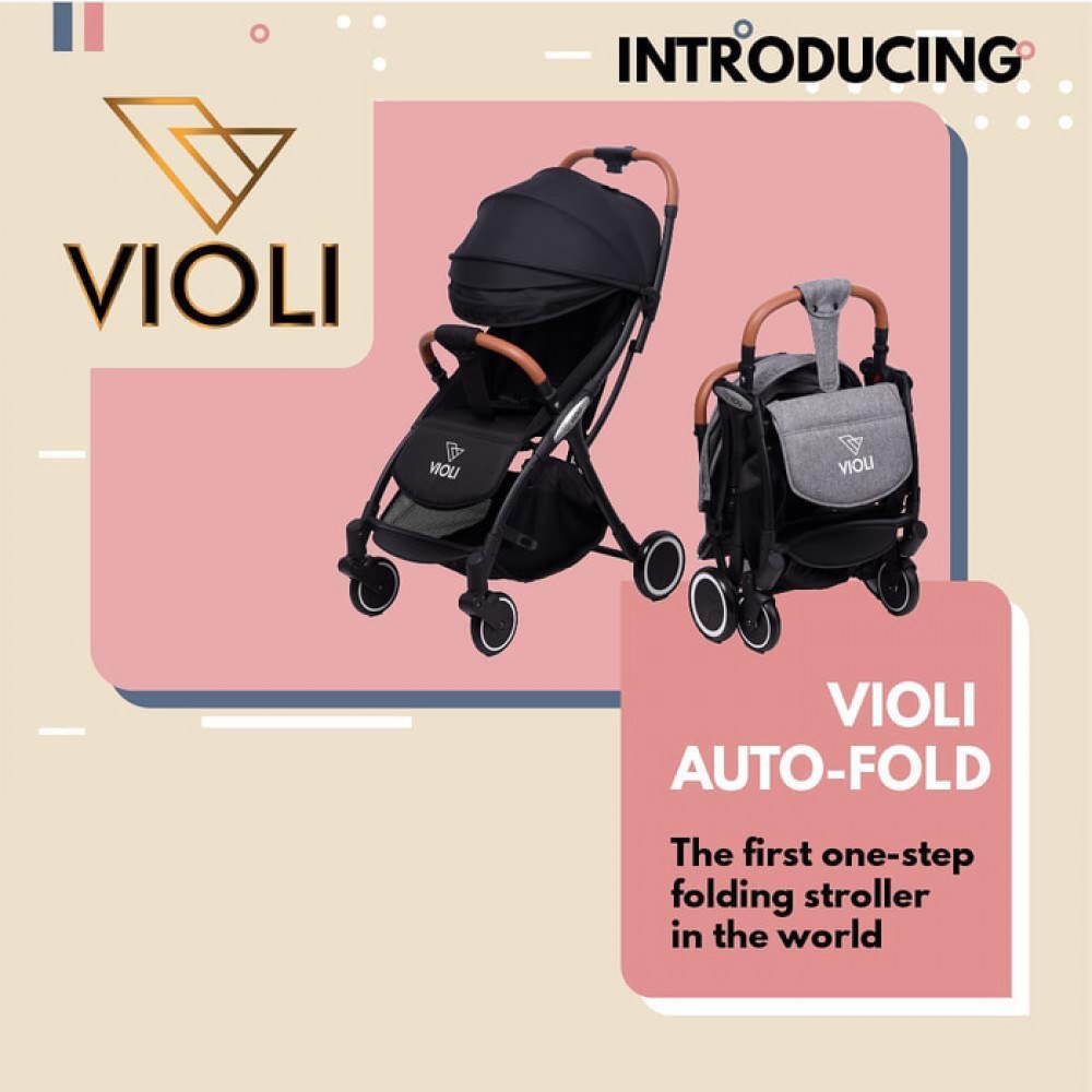 Violi Baby Stroller Auto Fold Kereta Dorong Bayi - Black