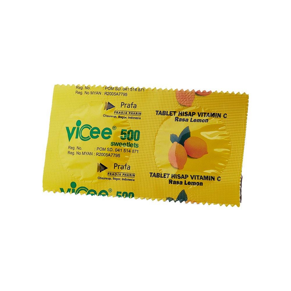 Vicee Lemon Vitamin C Suplement Harian Isi 100 Tablet Hisap (50 Strips x 2 Tablet Hisap)