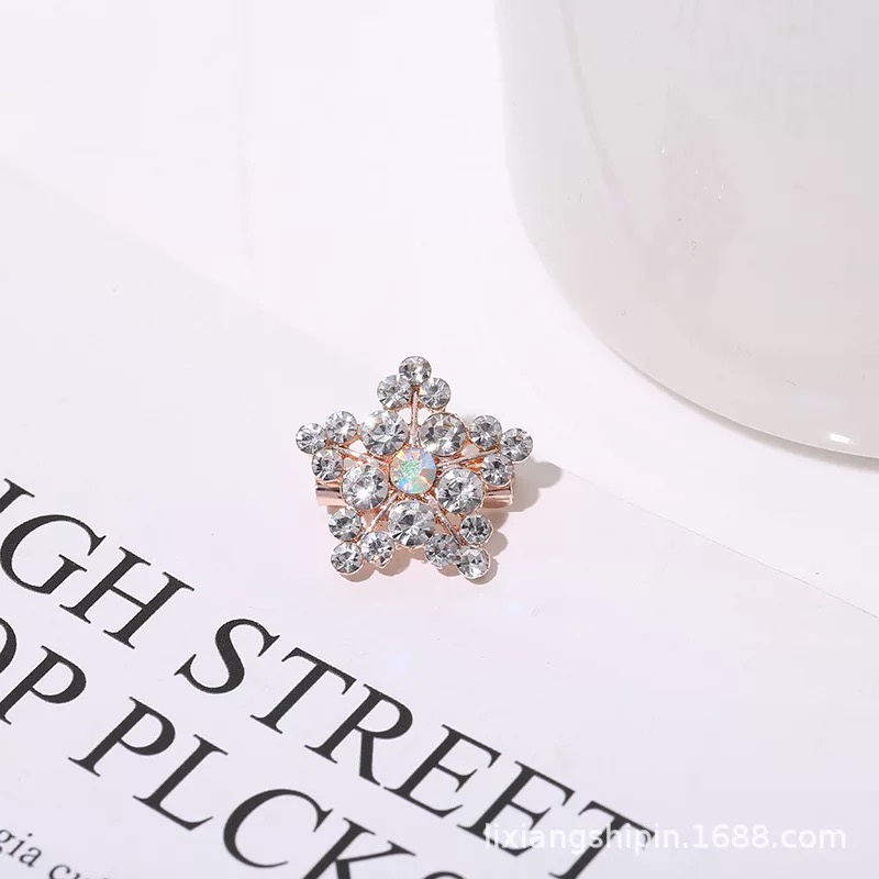 Fashion Korea Kreatif Berlian Imitasi Angsa Busur Kecil Bros Berlian Imitasi Mengkilap Bunga Bintang Berujung Lima Bros Kecil Populer Semua Pertandingan Aksesoris Unisex Bros-10#