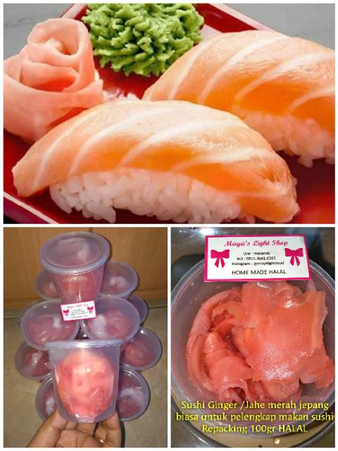 Jahe sushi jahe jepang 100gr gari red ginger pelengkap sushi sashimi bento manisan buah