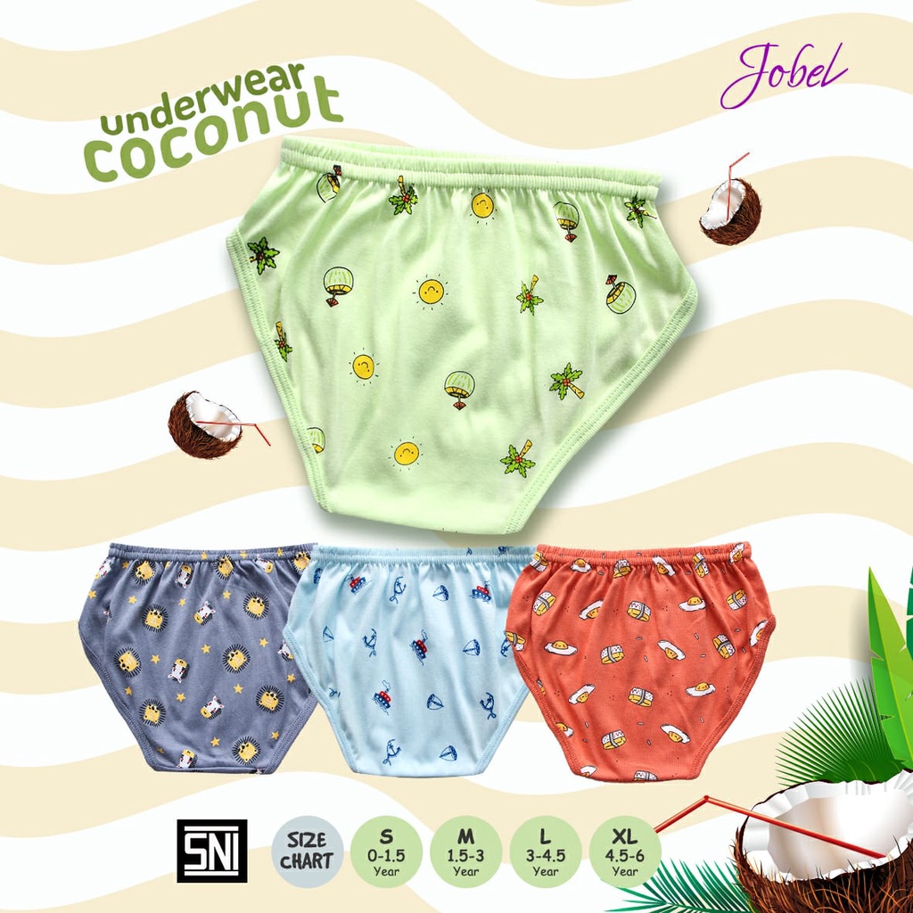 4 Pcs JOBEL UNDERWEAR BOY - BABY ROBOT / SHARK / COCONUT / SPACESHIP EDITION ( ISI 4 PCS )