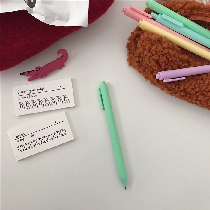 [HARU] Pulpen Mekanik Polos 0.5mm Pastel Pena Warna Macaroon Pena Tekan Karakter Bolpen Unik-Hijau
