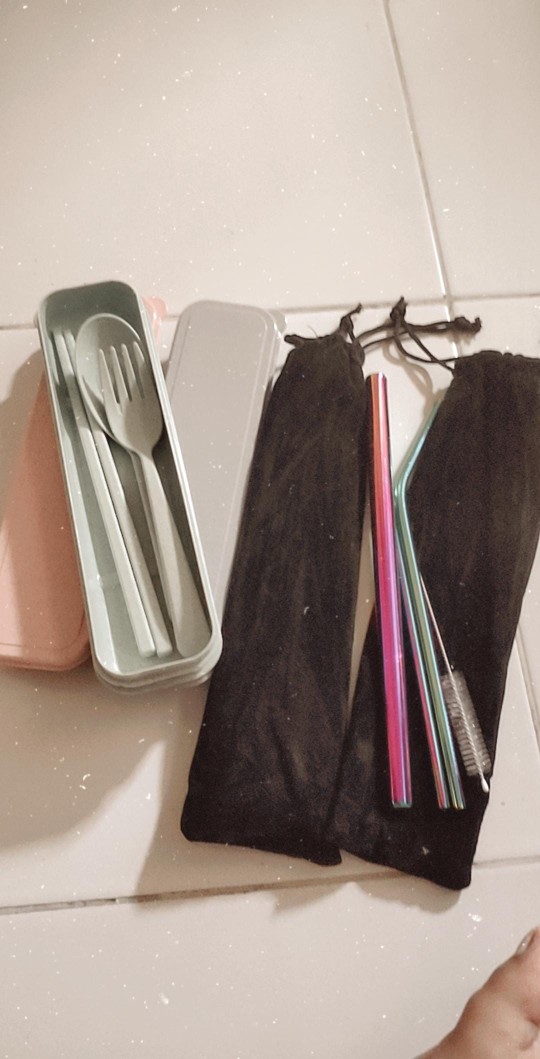 3pcs / Set Peralatan Makan Sendok / Garpu / Sumpit Bahan Wheat Straw Untuk Travel / Camping Cuc-156