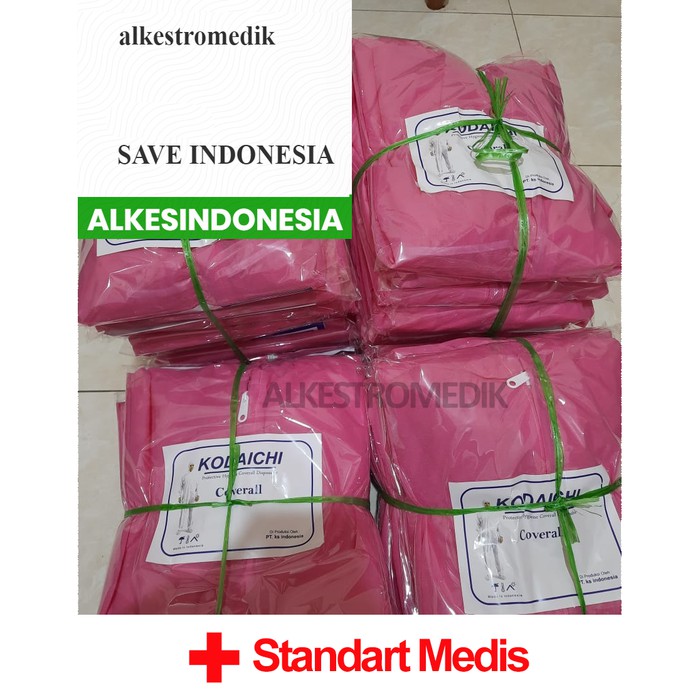  APD  COVERALL  KODAICHI ORIGINAL BAJU  HAZMAT ANTI VIRUS PINK 