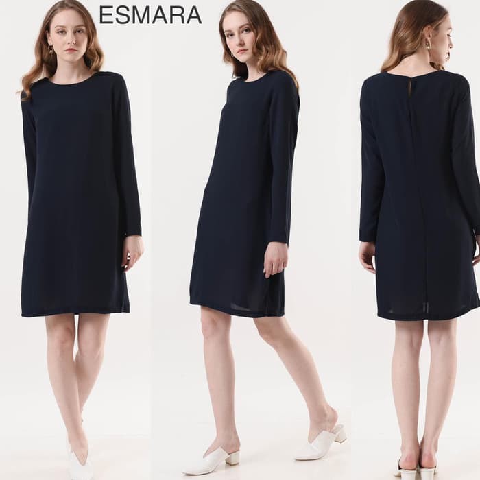Dress tangan panjang Hitam Basic / Dress longsleeve esmara