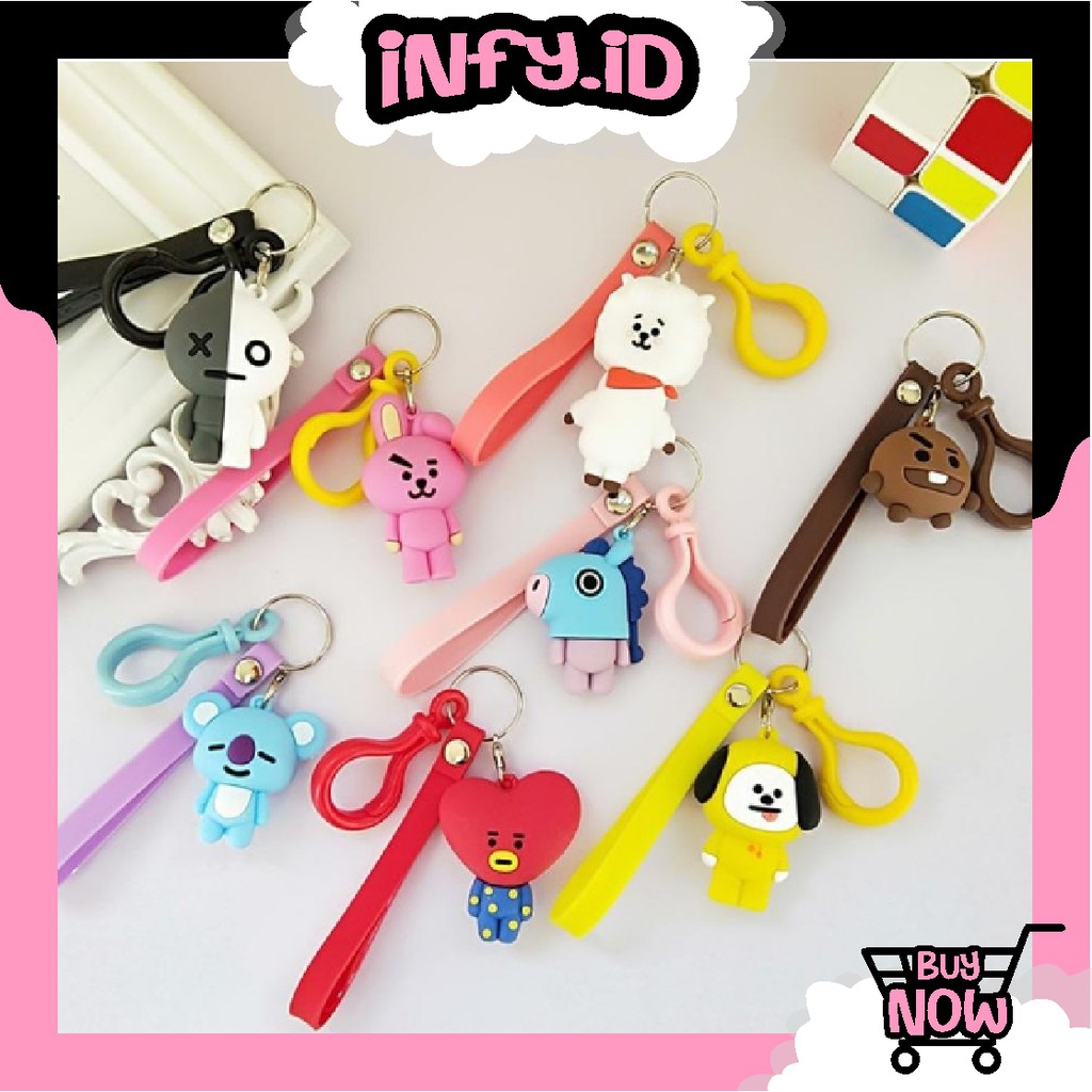 INFY - Gantungan Kunci Tas Boneka KPOP Keychain Motif BT21 Lucu Fashion Import A027 Murah COD