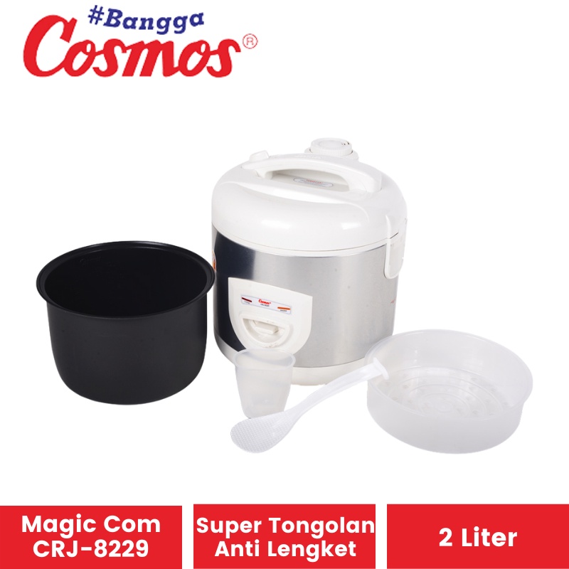 Magic Com Cosmos CRJ-8229 2 Liter Garansi Resmi | Penghangat Penanak Nasi Rice Cooker Magikom CRJ8229 CRJ3232 CRJ 3232 Magicom Magickom Mejikom Besar 2 Ltr