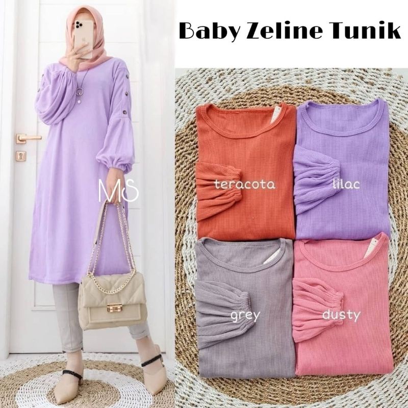 TUNIK BABY ZELINE, BABYTERRY, GAMIS, HIJAB, MUSLIM, SETELAN