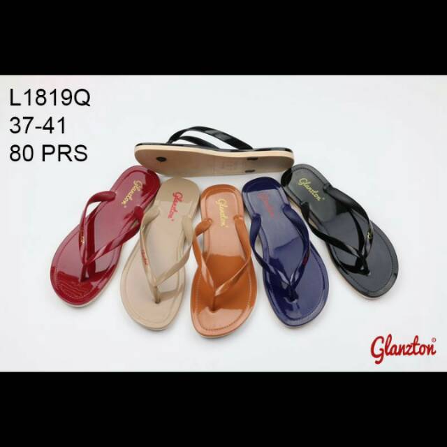 Sandal Jepit Jelly  Wanita Glossy Polos Glanzton 1819