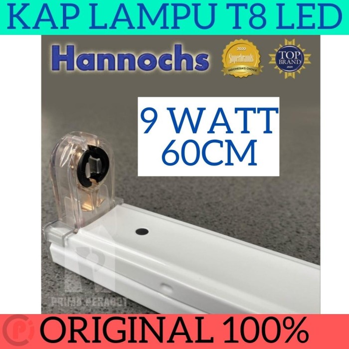 HANNOCHS Kap Fitting Lampu T8 LED Tube Sangkar 9W 9 Watt Panjang 60cm