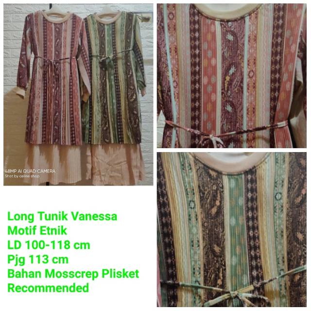 Long tunik vanessa / long tunik vanesa / tunik vanessa plisket / tunik plisket