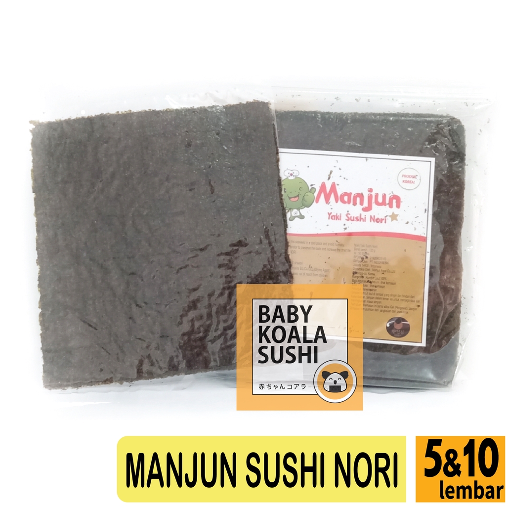 MANJUN Nori Sushi 5 &amp; 10 Lembar Halal │ Yakinori Import Kimbab/ Gimbab │ Lembar Rumput Laut