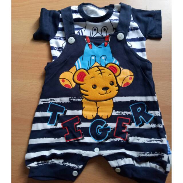 Baju jumper overall baju kodok 2pcs karakter tiger